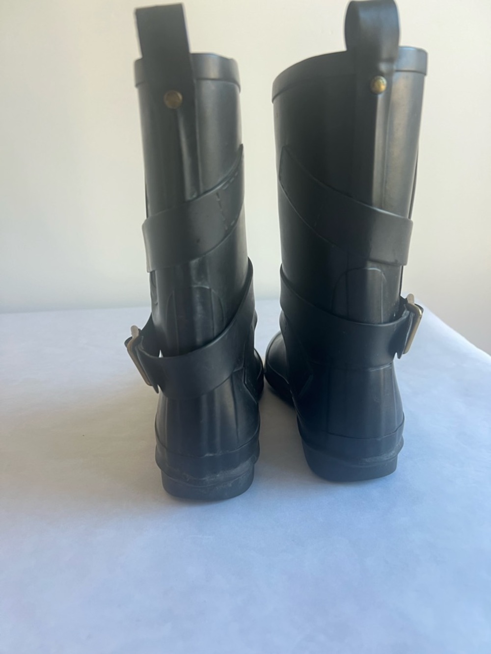 Burberry Black Rubber Mid-Calf Rain Boots - Picture 5 of 7